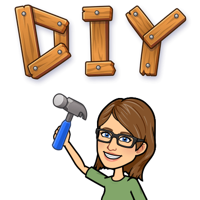 This image shows a female bitmoji character holding a hammer and a DIY sign above it's head.